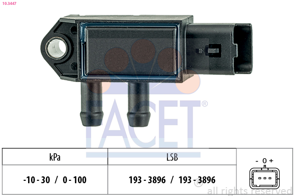 Sensor de pressão de gas de escape FACET 10.3447