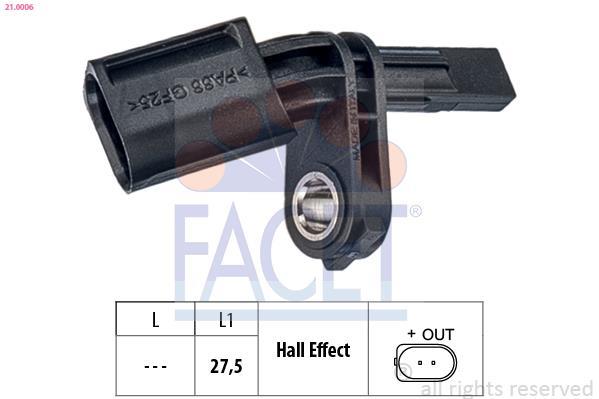 Sensor, revoluciones de la rueda FACET ref. 21.0006