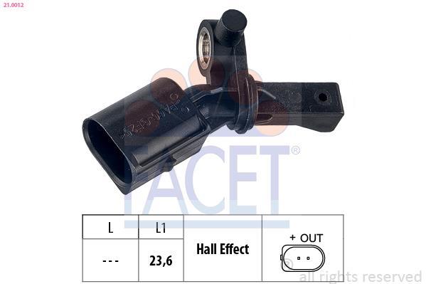 Capteur ABS (Capteur de vitesse de roue) FACET ref. 21.0012