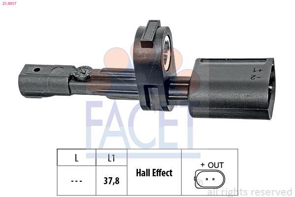 Capteur ABS (Capteur de vitesse de roue) FACET 21.0017