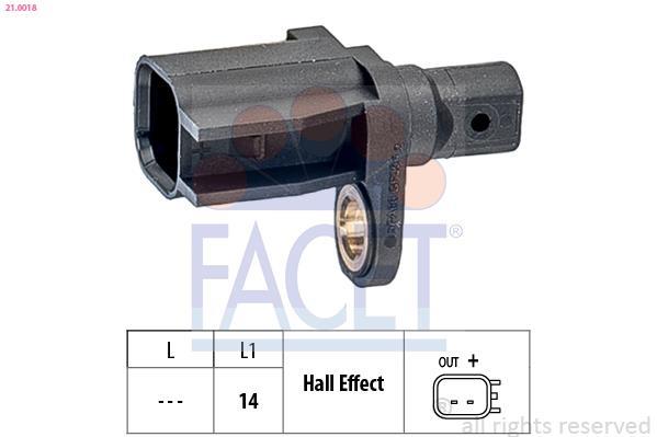 Sensor, revoluciones de la rueda FACET ref. 21.0018