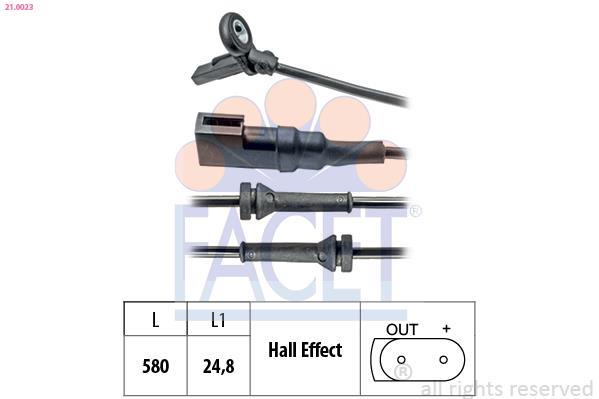 Capteur ABS (Capteur de vitesse de roue) FACET ref. 21.0023