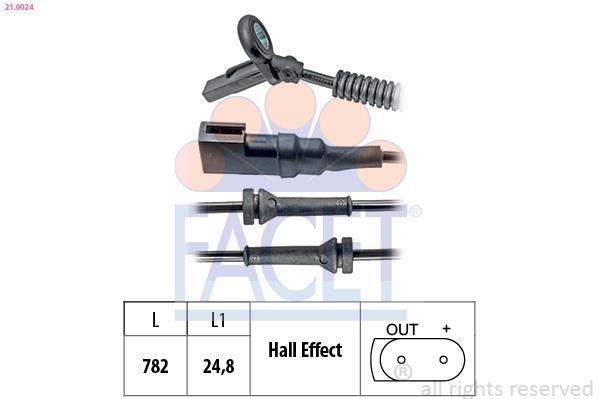 Capteur ABS (Capteur de vitesse de roue) FACET ref. 21.0024