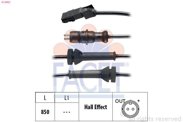 Capteur ABS (Capteur de vitesse de roue) FACET ref. 21.0052