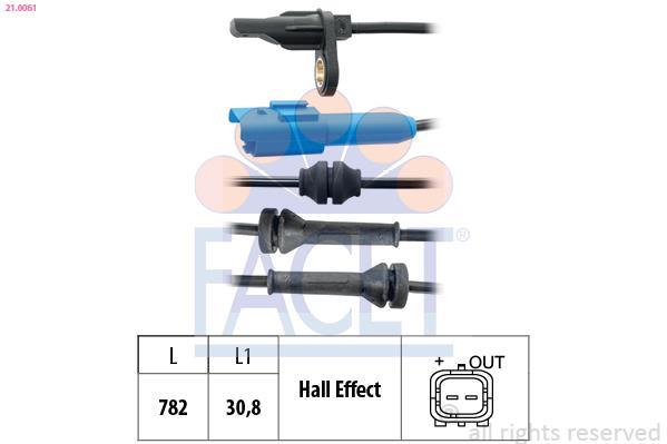 Sensor ABS FACET ref. 21.0061