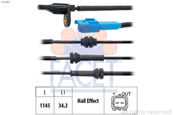 Sensor, revoluciones de la rueda FACET ref. 21.0062