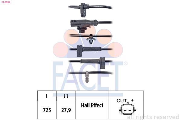 Capteur ABS (Capteur de vitesse de roue) FACET ref. 21.0095