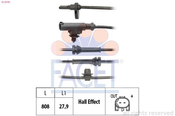 Capteur ABS (Capteur de vitesse de roue) FACET 21.0120