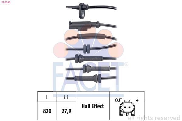 Capteur ABS (Capteur de vitesse de roue) FACET ref. 21.0140