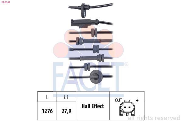 Capteur ABS (Capteur de vitesse de roue) FACET ref. 21.0141