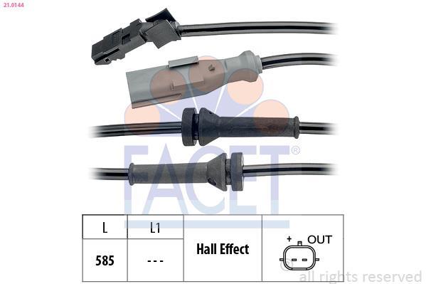 Capteur ABS (Capteur de vitesse de roue) FACET ref. 21.0144