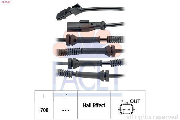 Capteur ABS (Capteur de vitesse de roue) FACET ref. 21.0146