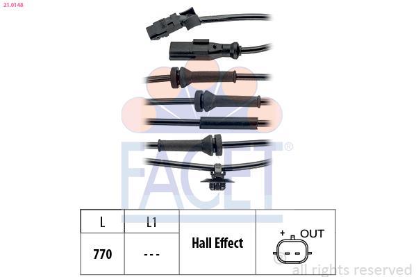 Capteur ABS (Capteur de vitesse de roue) FACET ref. 21.0148