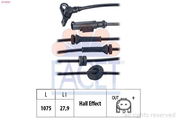 Capteur ABS (Capteur de vitesse de roue) FACET ref. 21.0164