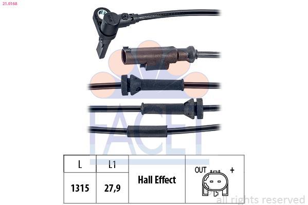 Capteur ABS (Capteur de vitesse de roue) FACET 21.0168