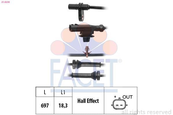 Capteur ABS (Capteur de vitesse de roue) FACET 21.0230