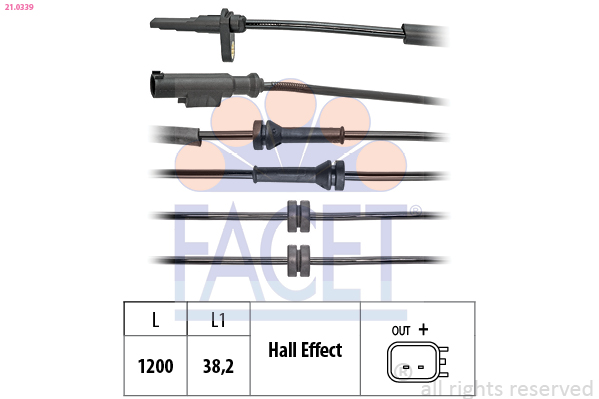 Sensor ABS FACET 21.0339