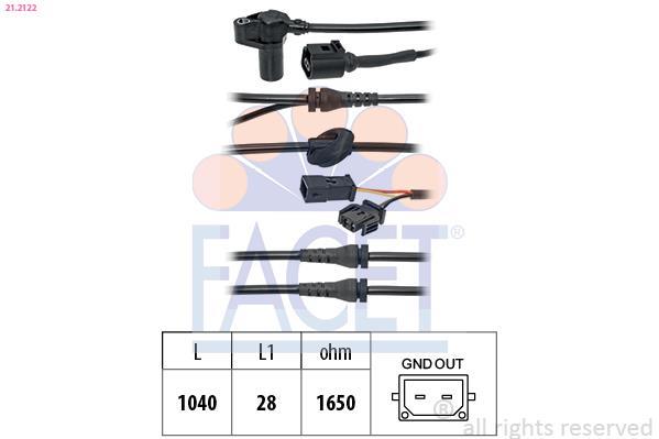Capteur ABS (Capteur de vitesse de roue) FACET 21.2122