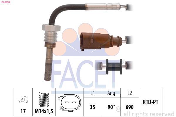Sensor, temperatura gas de escape FACET ref. 22.0098