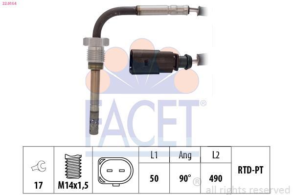 Sensor, temperatura gas de escape FACET ref. 22.0154