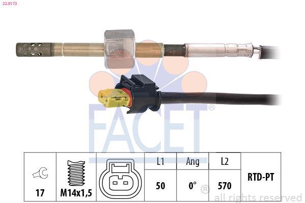 Sensor, temperatura gas de escape FACET ref. 22.0173