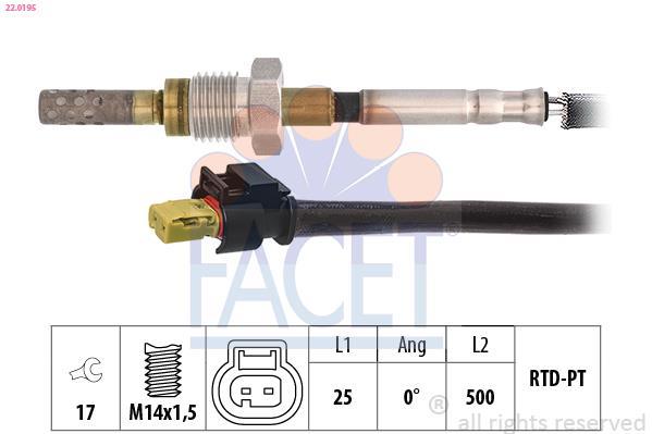 Sensor, temperatura gas de escape FACET ref. 22.0195