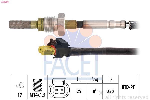 Sensor, temperatura gas de escape FACET ref. 22.0200