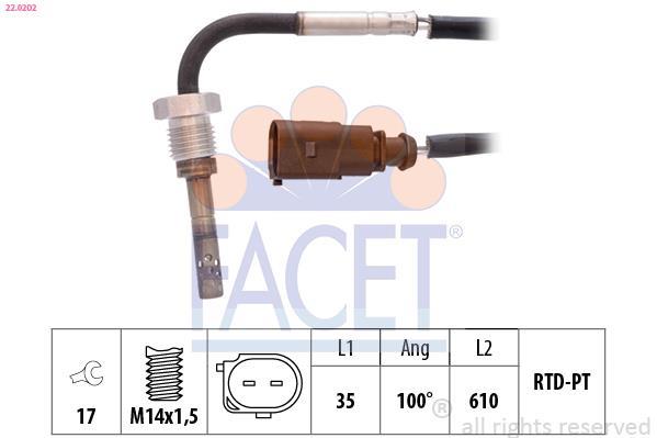 Sensor, temperatura gas de escape FACET ref. 22.0202