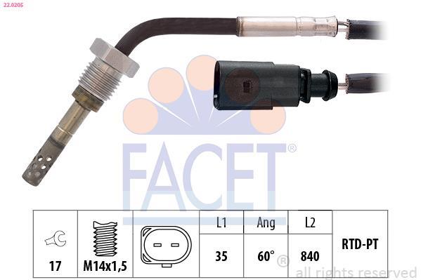 Sensor, temperatura gas de escape FACET ref. 22.0205