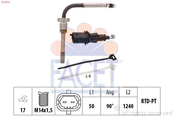 Sensor, temperatura gas de escape FACET ref. 22.0214