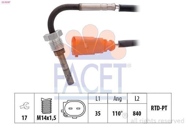 Sensor, temperatura gas de escape FACET ref. 22.0247