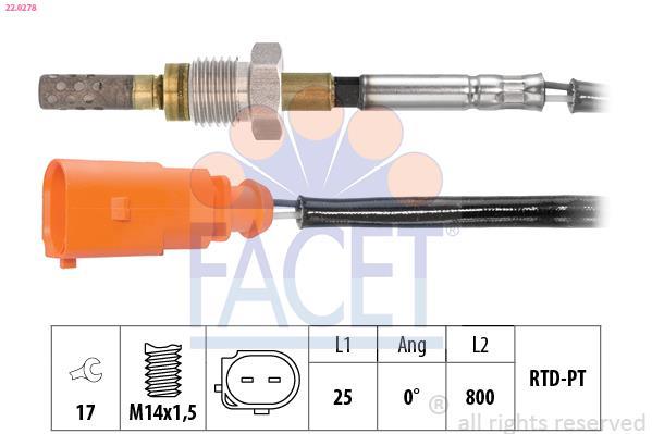 Sensor, temperatura gas de escape FACET ref. 22.0278