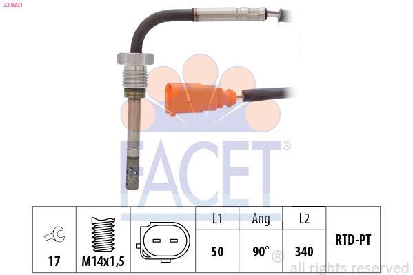 Sensor, temperatura gas de escape FACET ref. 22.0321