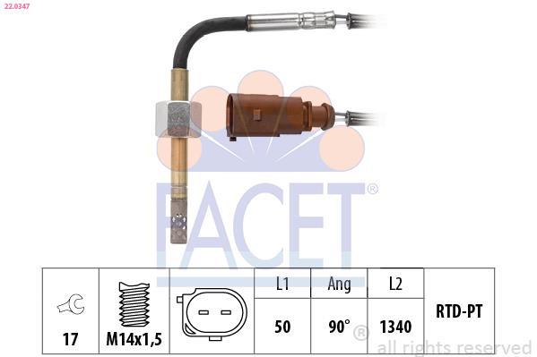 Sensor, temperatura gas de escape FACET ref. 22.0347