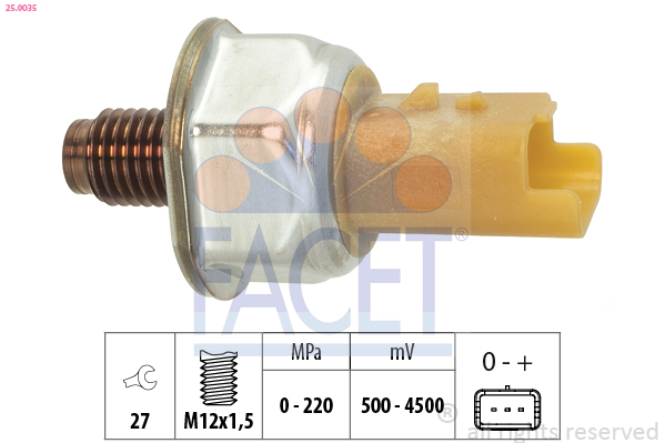Capteur, pression de carburant FACET 25.0035