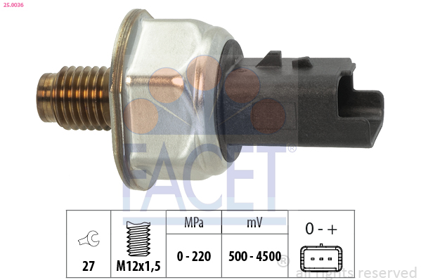 Capteur, pression de carburant FACET 25.0036