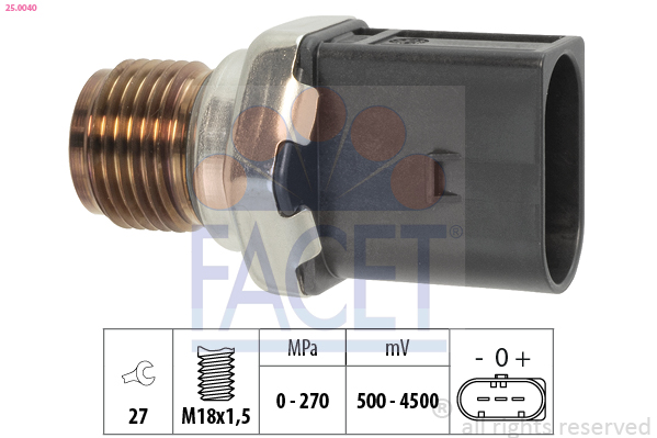 Capteur, pression de carburant FACET 25.0040