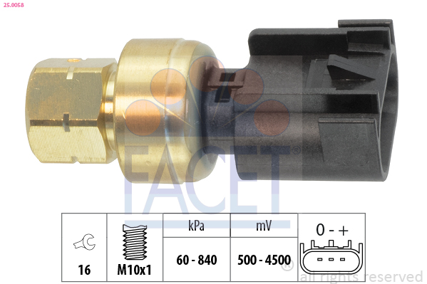 Sensor de pressão do combustível FACET 25.0058