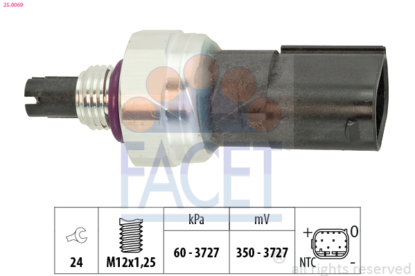 Pressostat, climatisation FACET 25.0069