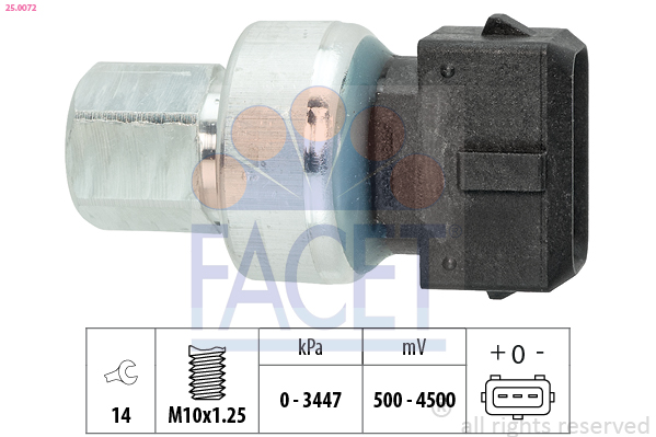 Pressostat, climatisation FACET 25.0072