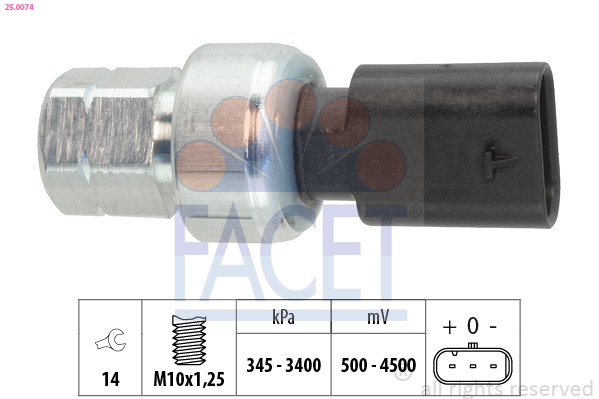 Pressostat, climatisation FACET 25.0074