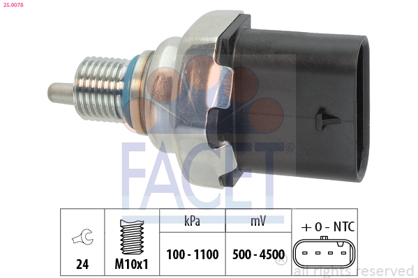 Sensor de pressão do combustível FACET 25.0078