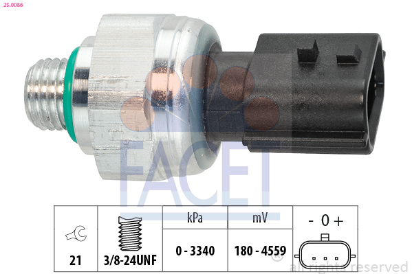 Pressostat, climatisation FACET 25.0086
