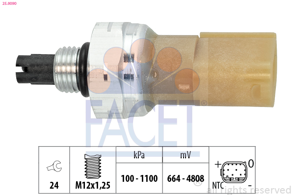Interruptor de pressão, ar condicionado FACET 25.0090