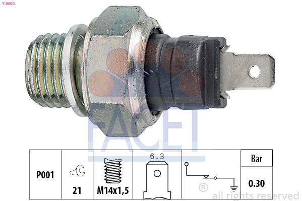 Sensor, presión de aceite FACET ref. 7.0000