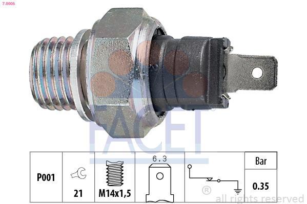 Conector de pressão de óleo motor FACET ref. 7.0006