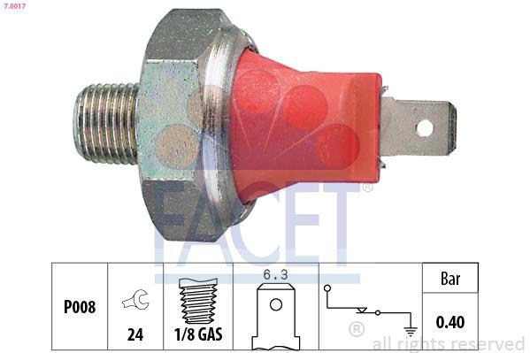Conector de pressão de óleo motor FACET ref. 7.0017