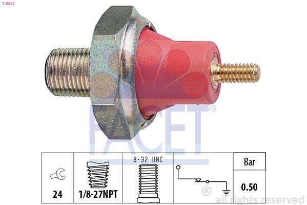 Capteur, pression d'huile (Capteur pression d'huile) FACET ref. 7.0031
