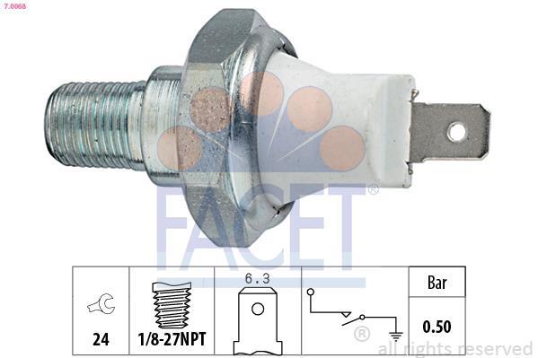 Conector de pressão de óleo motor FACET ref. 7.0068