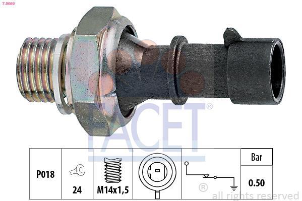 Conector de pressão de óleo motor FACET ref. 7.0069